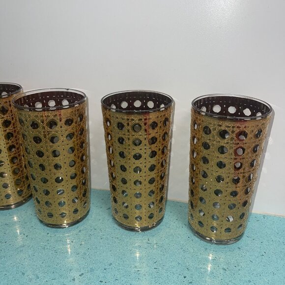 Culver Vintage Glasses Set of 6 Cannella 22K Gold Highball Mid Century Barware - Picture 5 of 9